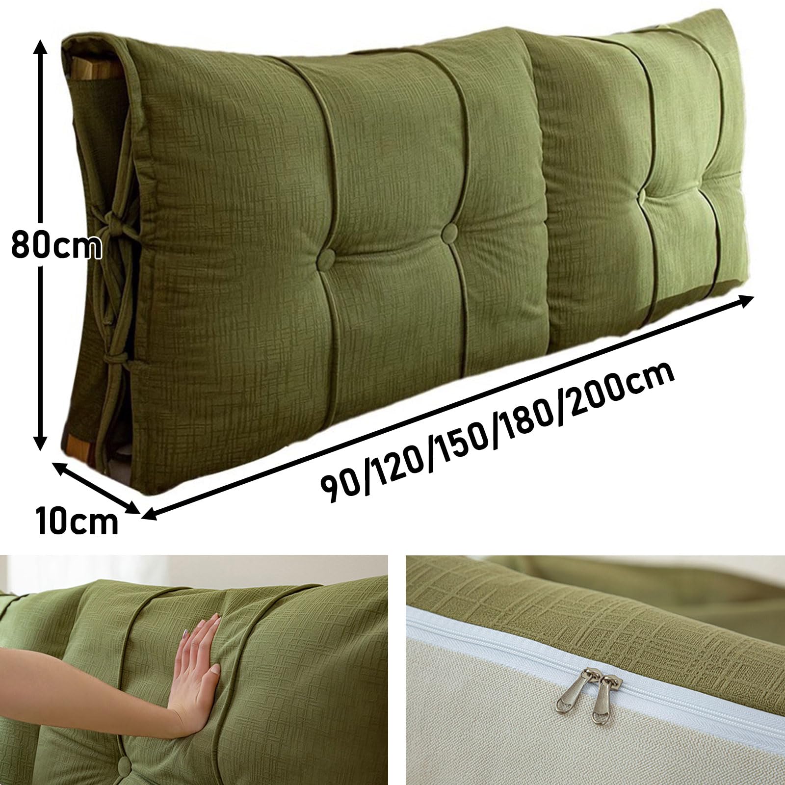 Copritestata Letto Imbottito, Cuscino Da Lettura 150x80x10 Cm, Lavabile E Confortevole