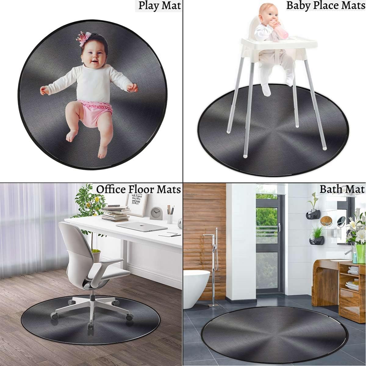 Modern Gaming Chair Mat Under Computer Desk Floor Protector for Rolling Chairs Non Slip Anti Scratches Spectral Color Motion Graphic,Gray Pale Grey White Diameter 35.5 in