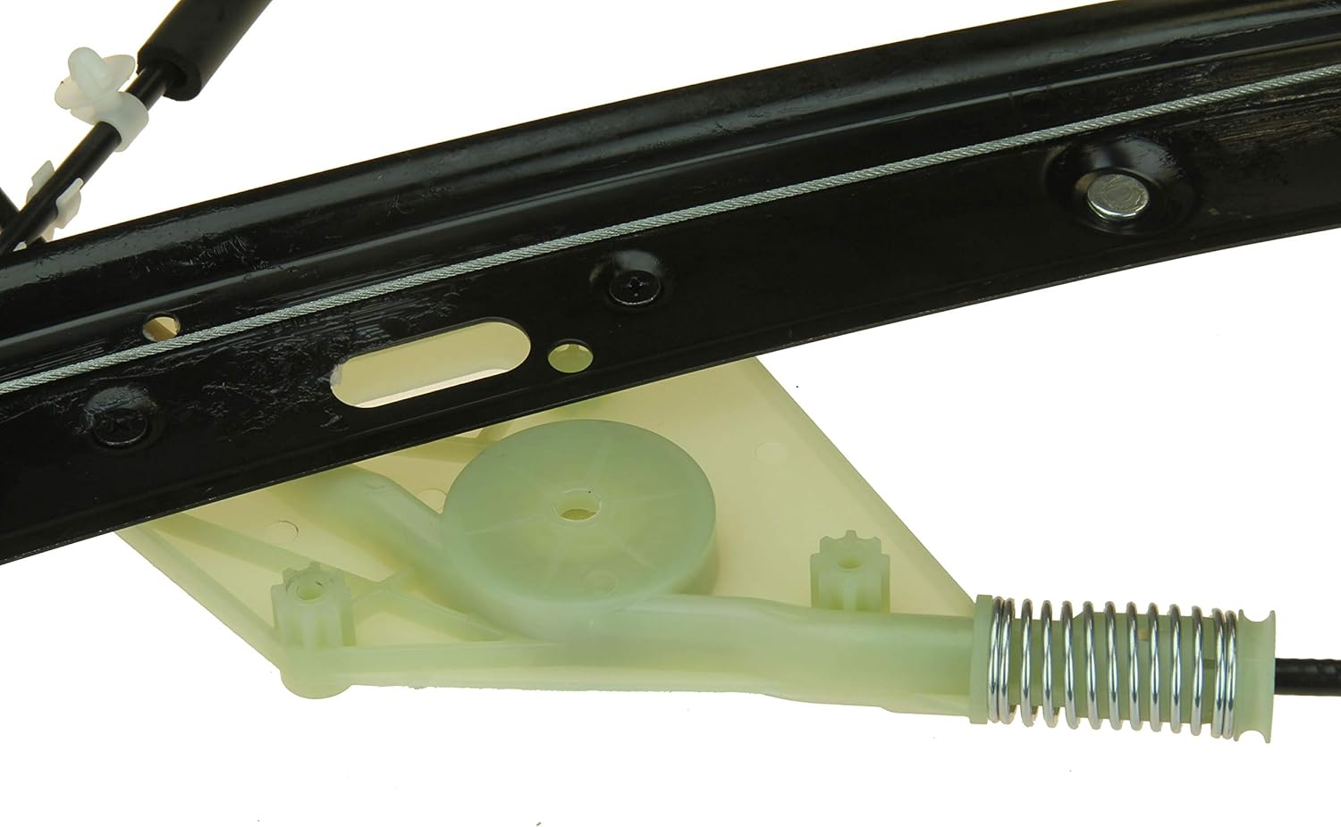 URO Parts 51337165595PRM Window Regulator, Front Left; w/o Motor; Premium Ball Bearing Regulator