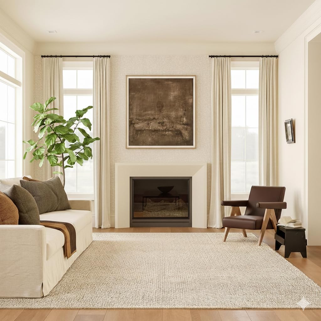 4x6 Cotton Jute Rug Hand Woven Natural Farmhouse Area Rugs for Living Room Bedroom Kitchen Hallway Entryway- Rustic Vintage Bohemian Decor - 4' x 6', (Cotton Jute)