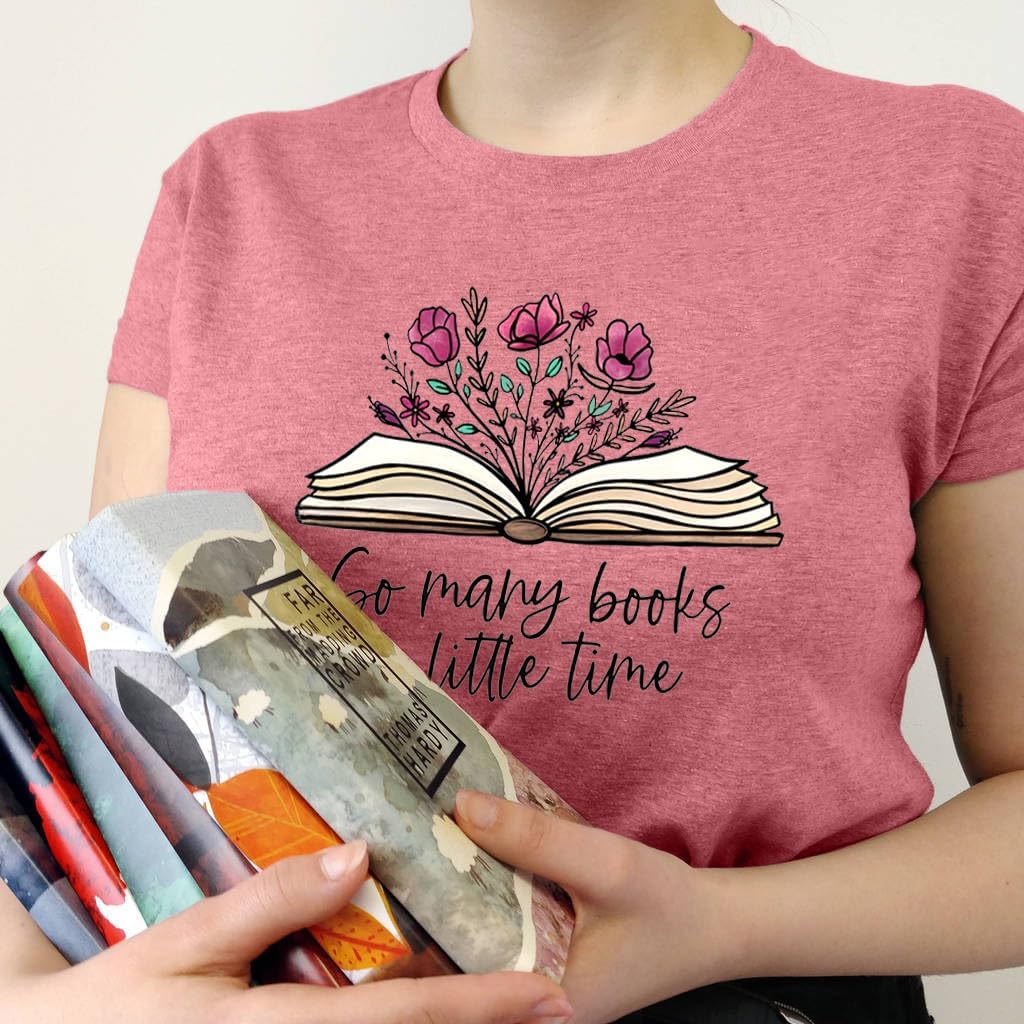 Book Lovers Women's Funny Wildflowers Reading Shirt - Cute Book Lover Bookworm Teacher Short Sleeve Tee - Image 2
