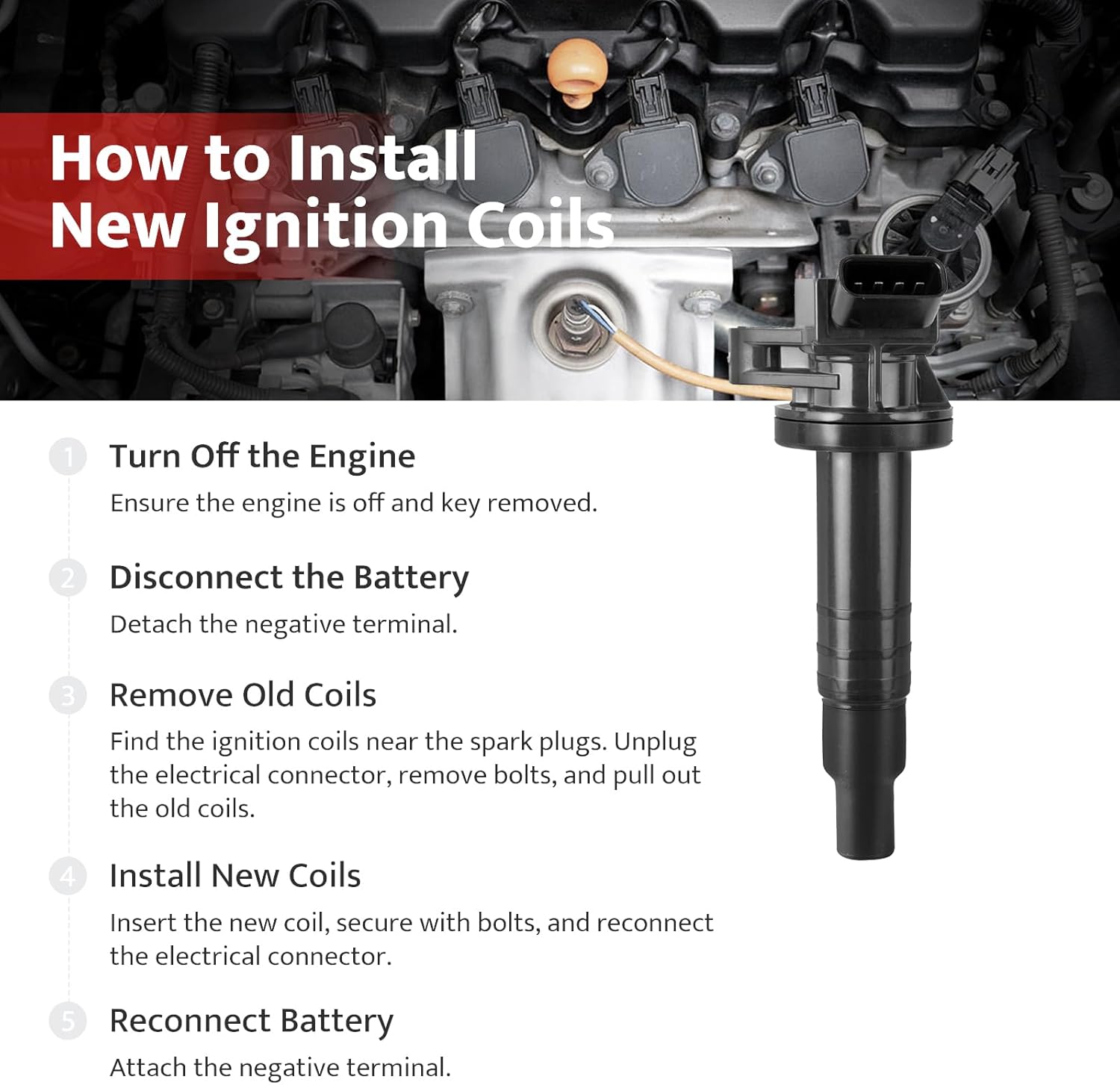 NPAUTO Ignition Coils Pack Compatible with Engine 1ZZFE L4 1.8L 2000-2008 Toyota Corolla,2000-2005 Celica GT, 2003-2008 Matrix, 2000-2005 MR2 Spyder, Pontiac Vibe, 2000-2002 Prizm, Pack of 4
