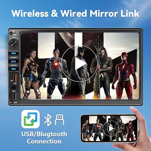 Miniatura 3 de Reproductor de radio estéreo de coche de 7 pulgadas doble 2 DIN unidad principal inalámbrica Apple CarPlay Android Auto Mirror Link Bluetooth manos