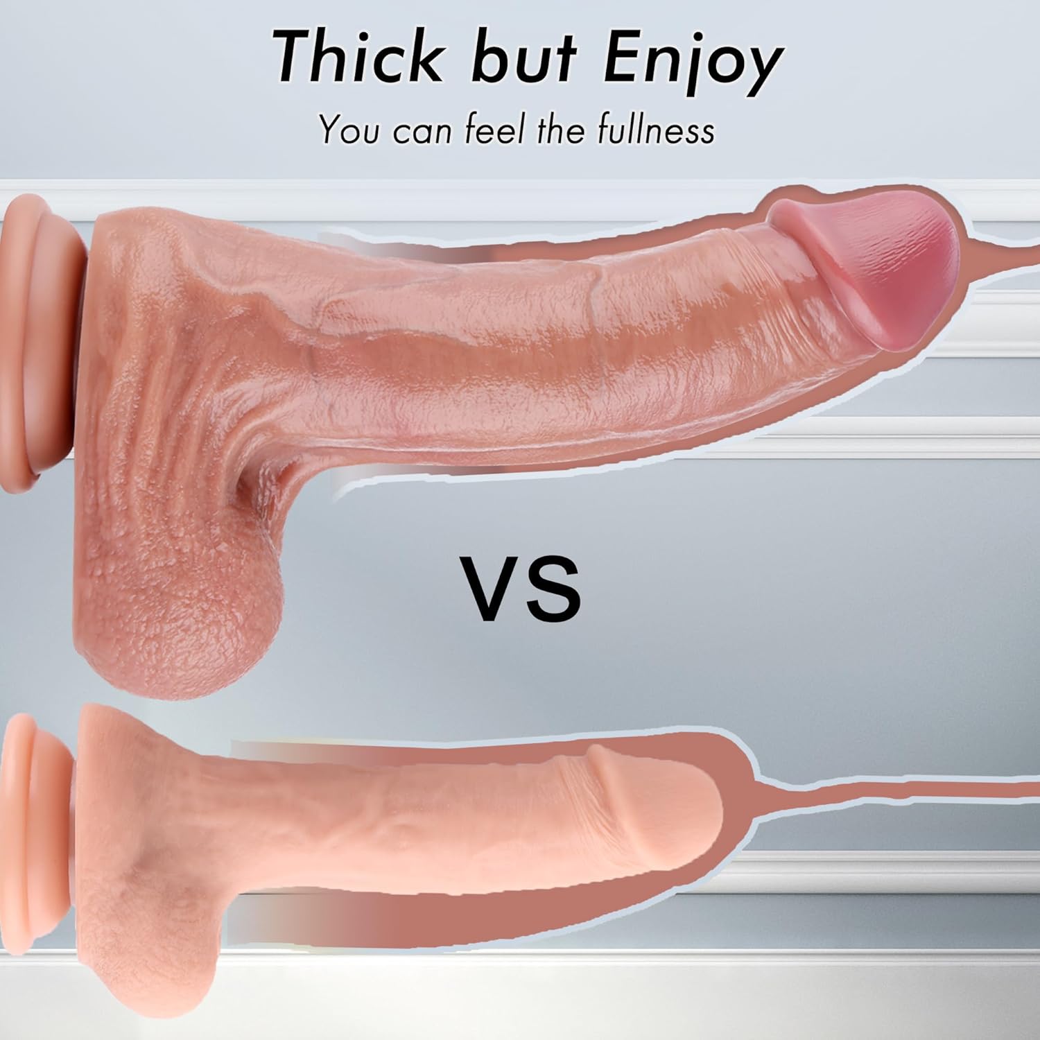 Wildolo 2.6' Diameter Thick Realistic Dildos Dual Density Silicone Dildo with Strong Suction Cup Bend Long Penis Sex Toy for Men Women, 11.4 in