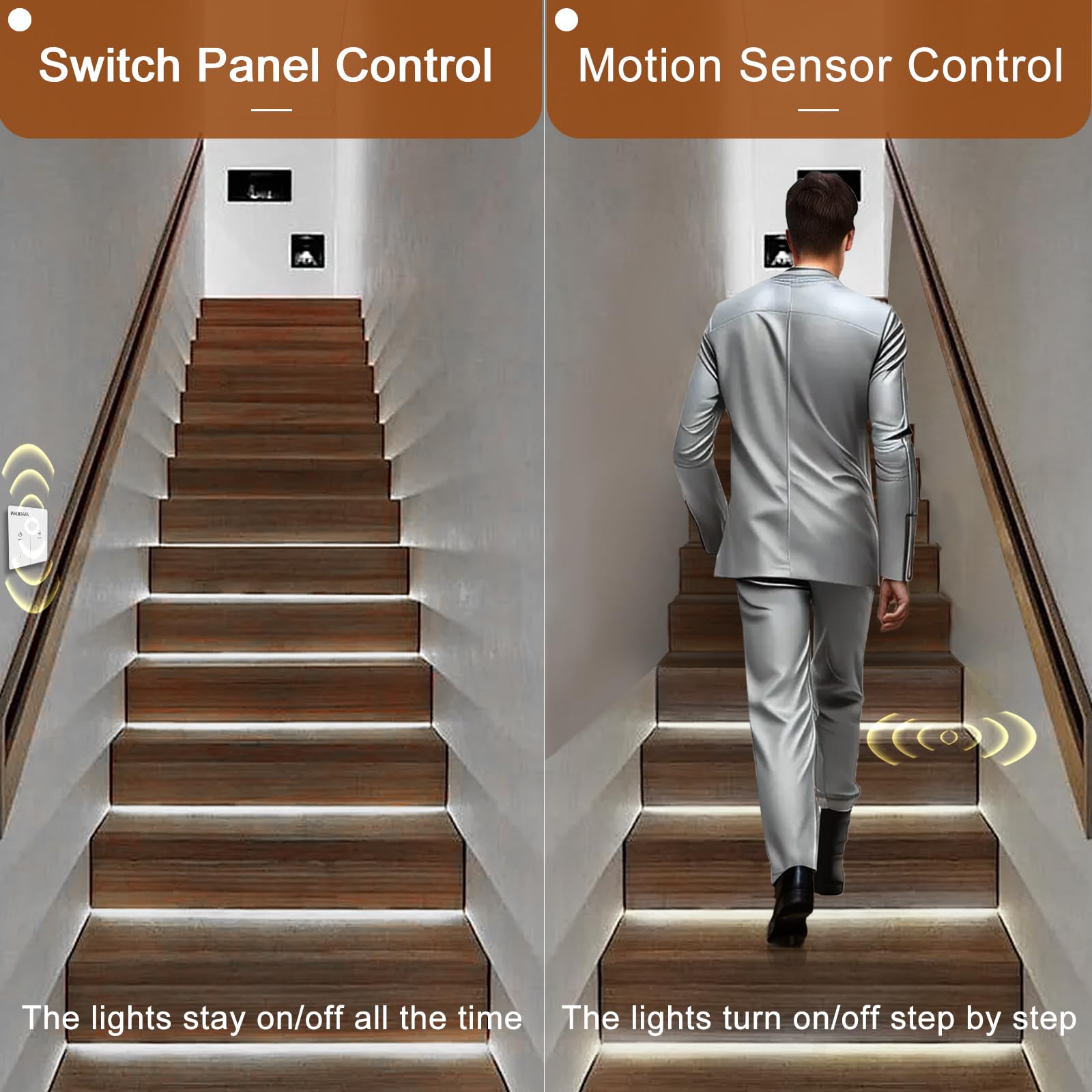 MALIIGAZA Intelligent Motion Sensor Stair Light Kit, 16 Steps Cool White 6000K - Image 2