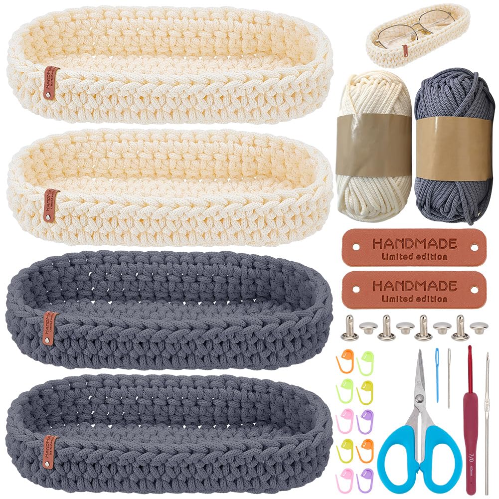 FREEBLOSS 4 Set Häkelset Für Anfänger Handgefertigte Brillenhalter Komplettes Starterset Mit Schritt Für Schritt Videoanleitungen Strick Und Häkelzubehör Für Bastelprojekte von Erwachsenen