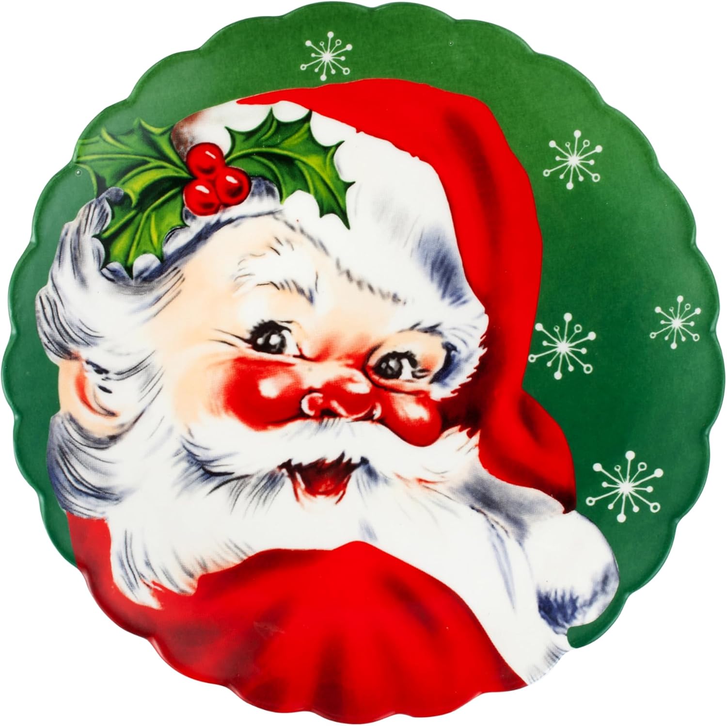 Mr. Christmas Vintage Christmas Dessert Plates Dinnerware, 8 Inch, Set of 4, Holiday Characters