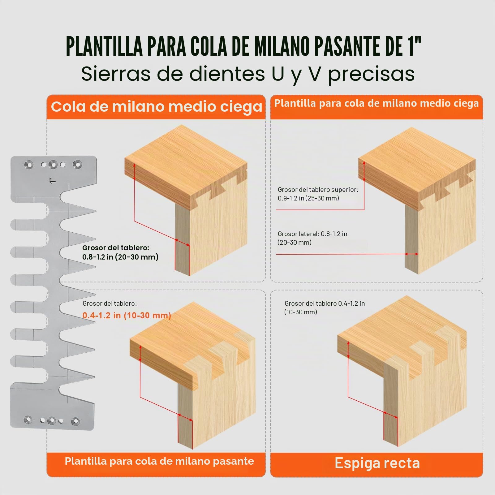 VEVOR Plantilla de Cola de Milano Ancho de 31 cm, Máquina de Colas de Milano 4 Brocas, Plantilla de Mortaja y Espiga, Herramienta de Carpintería para Fabricación de Muebles y Gabinetes de Madera