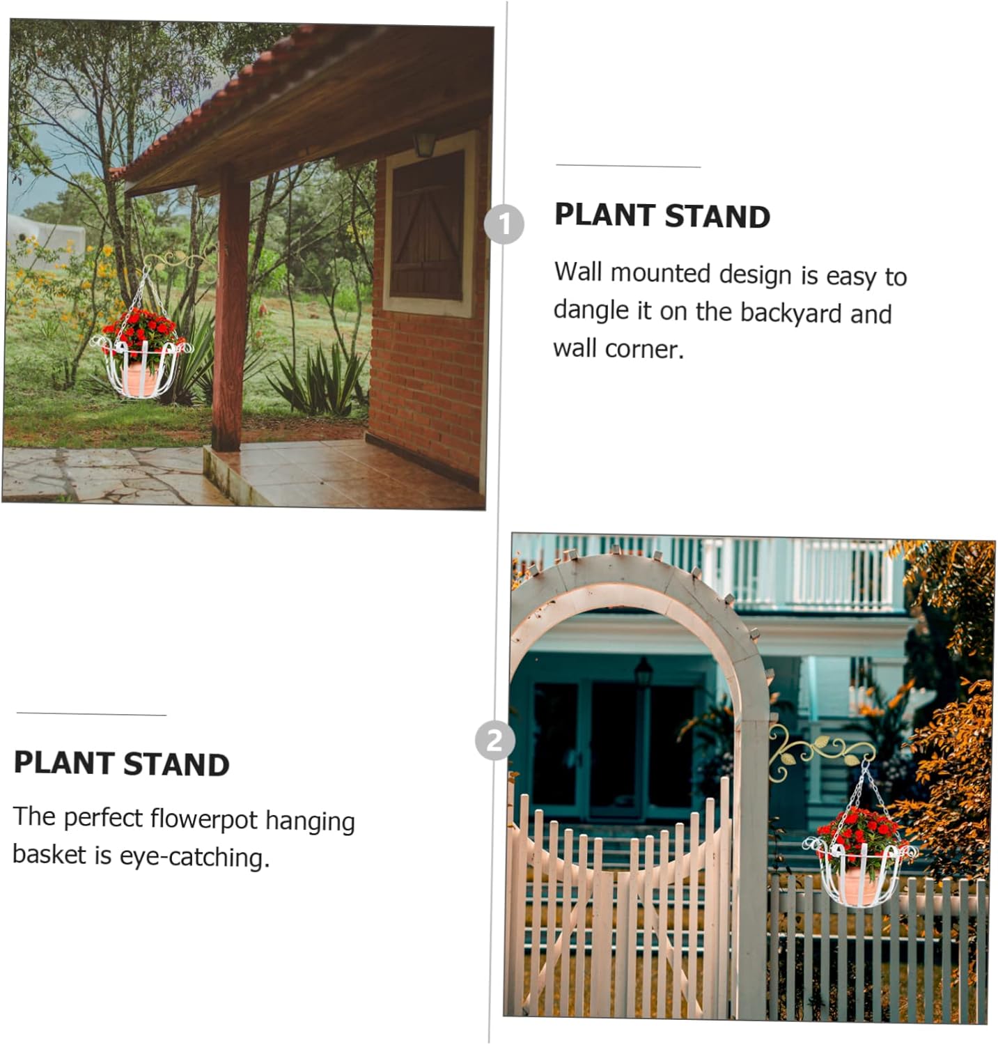 Fashion Hollow Flower Pot Iron Stand Elegant Wall-Mounted Plant Holder for Decor for Balconies and Porches