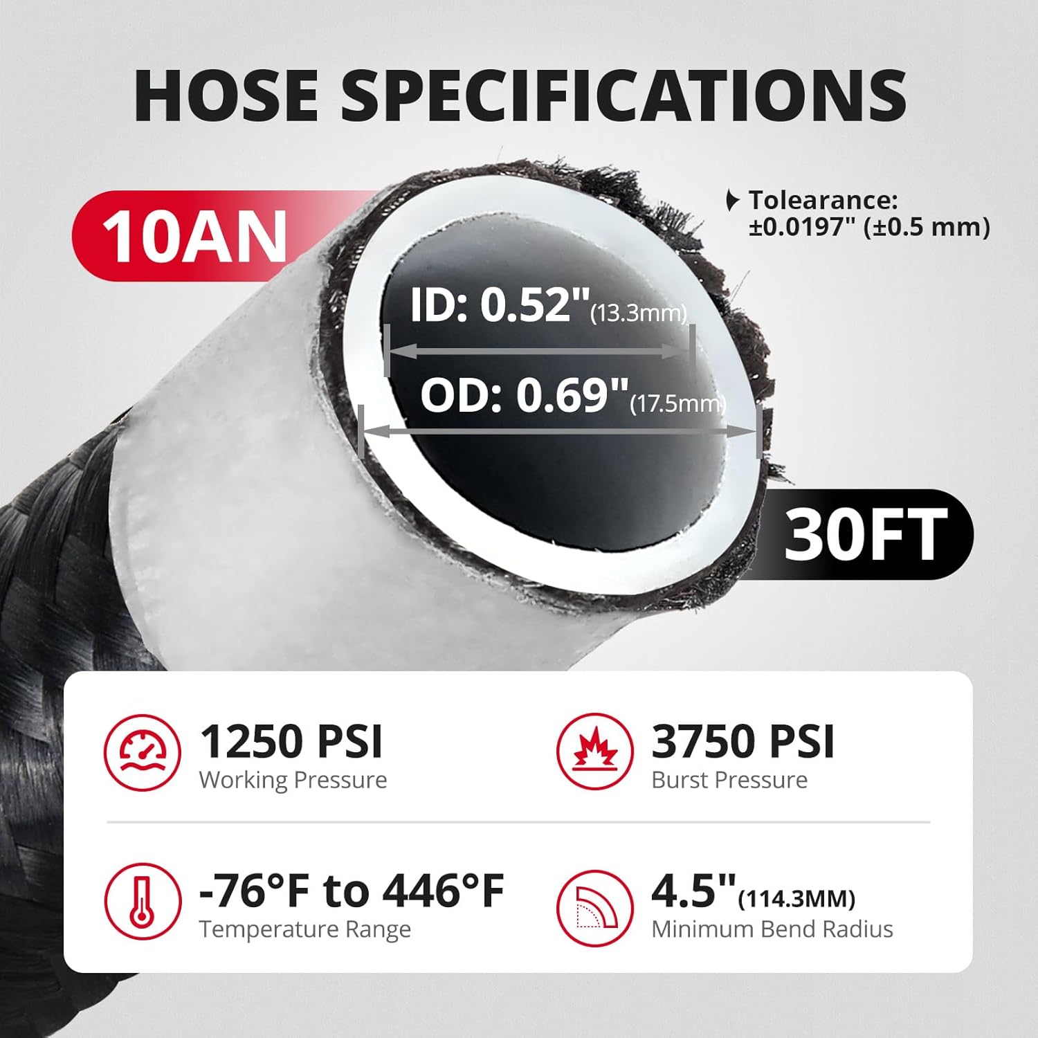 EVIL ENERGY 10AN PTFE Fuel Line Kit, E85 Stainless Steel Braided PTFE Fuel Hose 30FT AN10 LS Swap EFI Fuel Line Fitting Kit