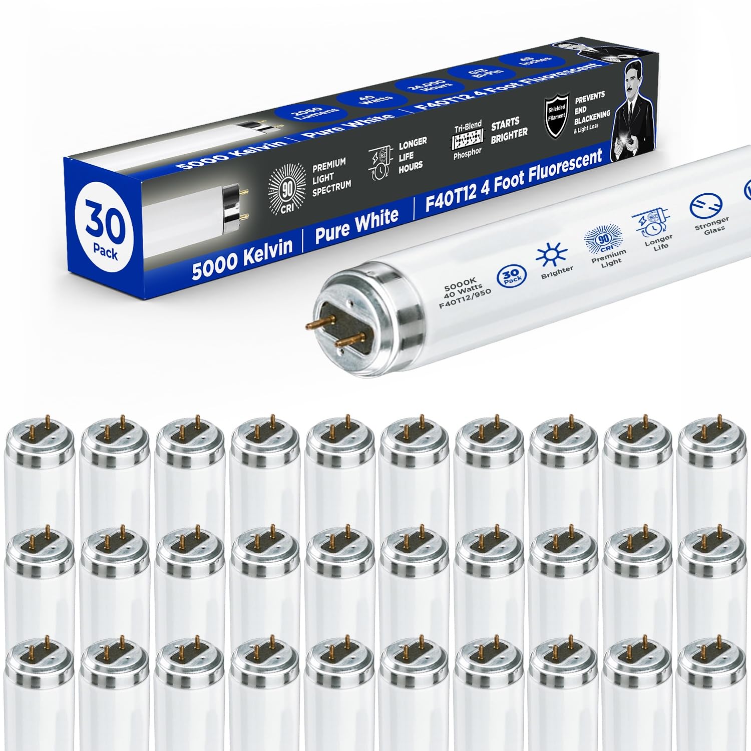 GoodBulb 40W 48 Inch T12 Fluorescent Light Bulb, 5000K Daylight