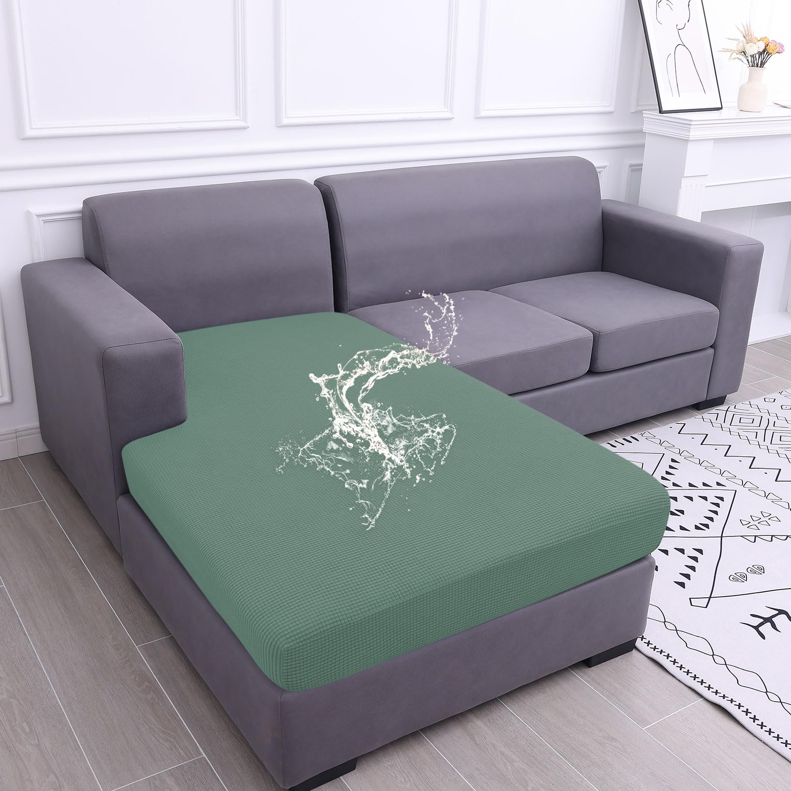 hyha Waterproof Sectional Couch Covers, Non Slip Sofa Cushion Covers