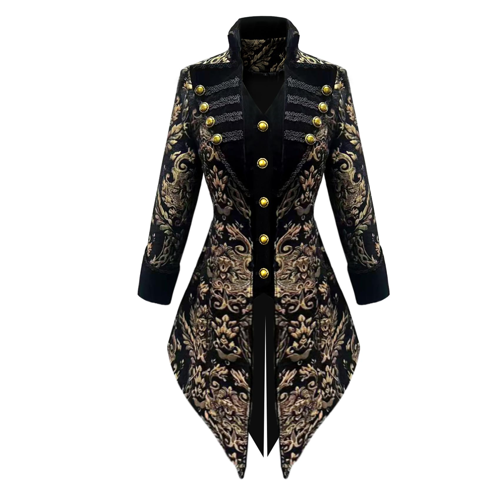 TZMAPU Damen Mittelalter Renaissance Gothic Mantel Viktorianischer Frack Pirat Steampunk Jacke