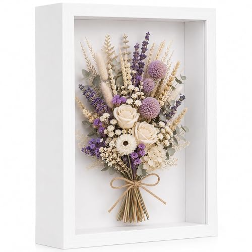 3D Bilderrahmen Zum Befüllen, 21 x 29.7 cm Bilderrahmen Tief Hölzern Bis 3cm, Tiefer Zum Befüllen für Objekte Blumen Hochzeitsgeschenk oder Erinnerungsstücke Weiß