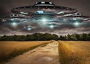 Funnytree OVNI - Telón De Fondo De Extraterrestre Para Halloween, Fiesta De Cumpleaños, Banderín, Platillo Volador, Terror Ciencia Fondo, Decoración