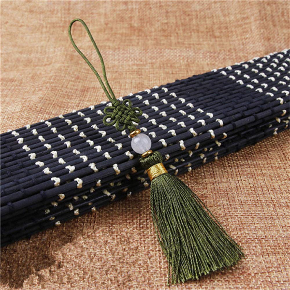 QUNINE 3-10 Pz Nodi Cinesi Perline Ciondolo con Frange Nappa, Materiale Artigianale Fai da Te Nappe per Feste Decorazioni per Tende Nappe Nastro, Nappe Blu Scuro, 10 Pezzi (6 Pezzi Nappe Verdi)