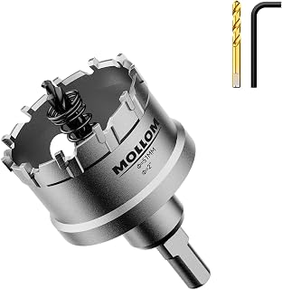 Mollom (2''|51mm) Heavy Duty Carbide Hole Saw with 2 Pilot Drill Bits, Hole Cutter cuts Stainless Steel, mild Steel, Iron, Copper, Brass, Plastic