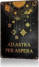 Vintage Signs Poster Inspirational Metal Wall Art Ad Astra Per Aspera for Office Dorm Room Bar Garage Decor 8X12inch