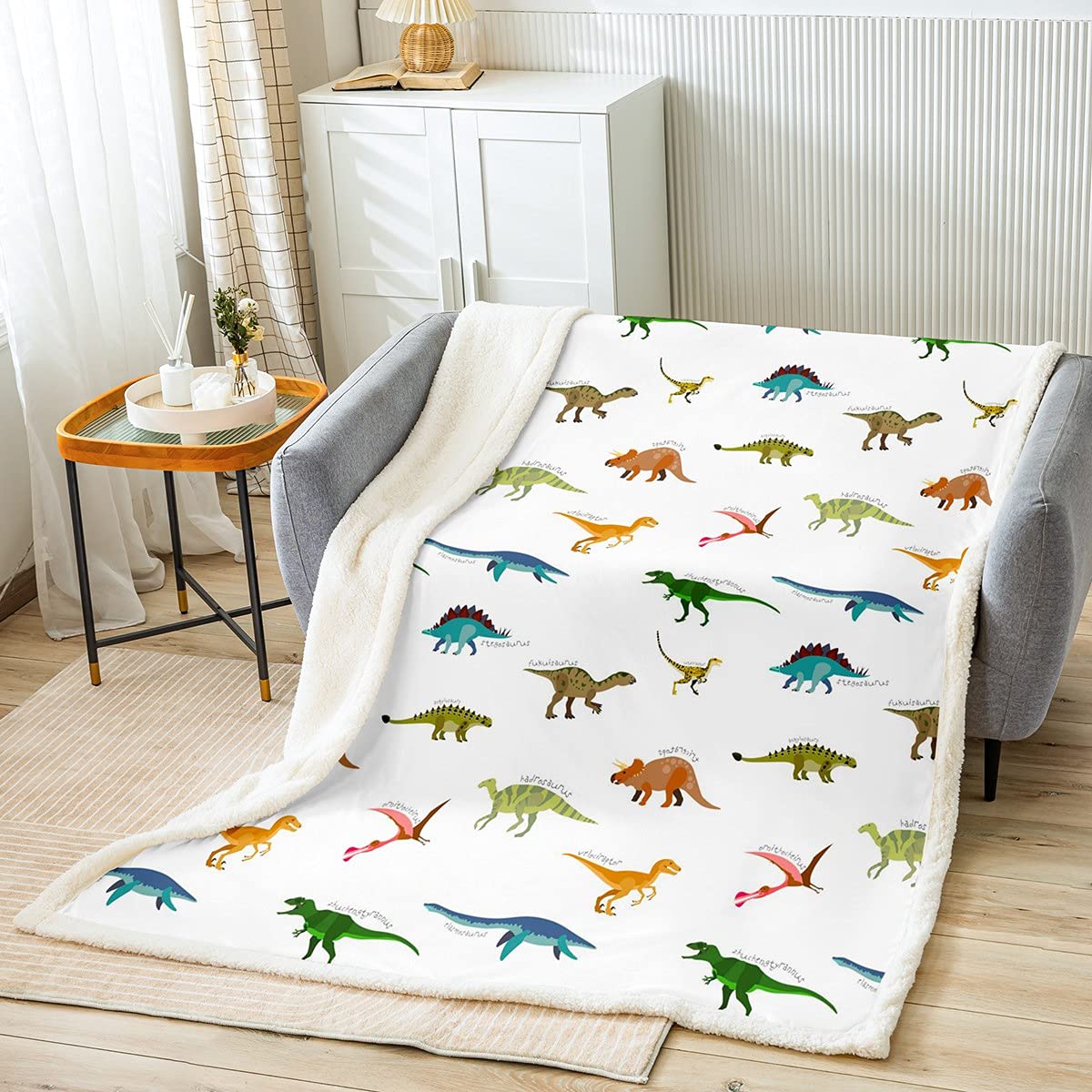 Luvable Friends Coperta di Peluche con Schienale Sherpa, Foresta Magica