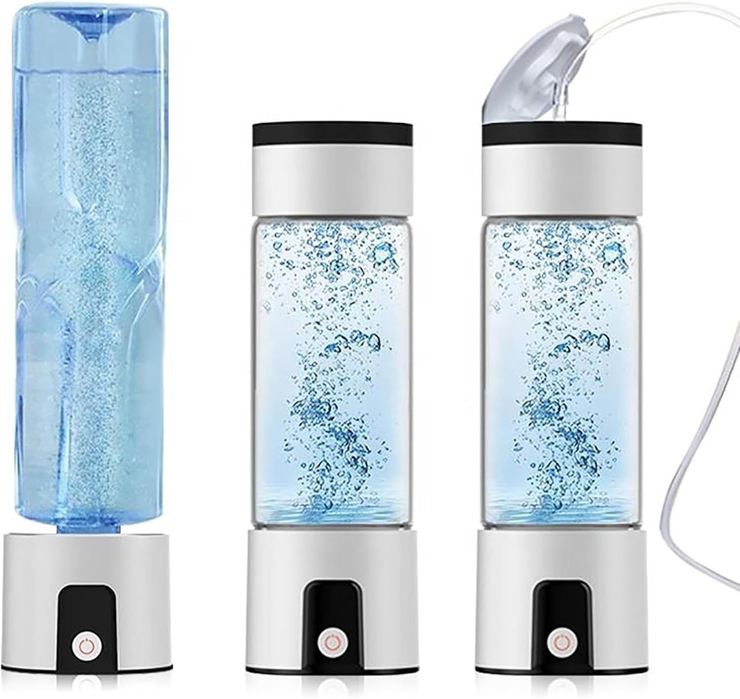 Portable Hydrogen Water Bottle Generator, 3 Minutes Rapid Electrolysis with SPE Technology, Hydrogen Water Ionizer Machine, 220 ml White