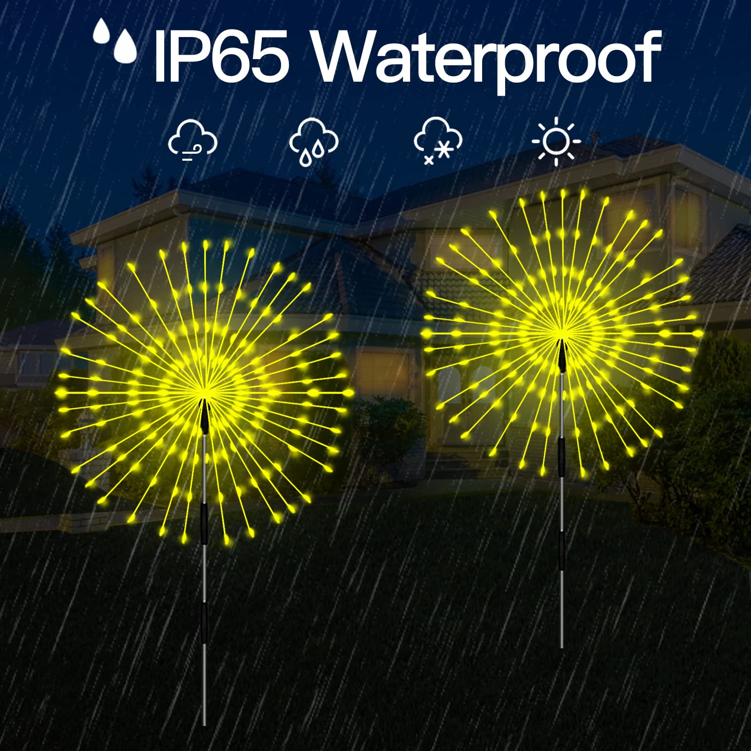 Solar Gartenleuchten 4er Pack Wasserdicht Dekorative Weg Glühwürmchen Lichter für Innenhof & Gartenparty Warmweiß