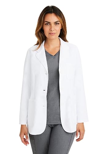 Healing Hands Flo White Lab Coat Women 4 Pockets Soft Stretch Doctor Coat