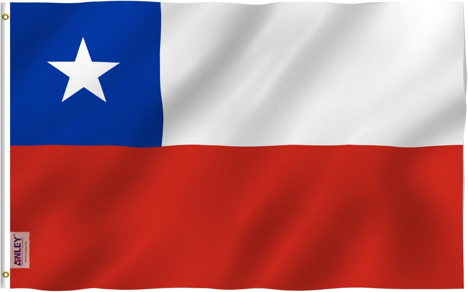 Anley Fly Breeze 3x5 Foot Chile Flag - Vivid Color and Fade Proof - Canvas Header and Double Stitched - Chilean Flags Polyester with Brass Grommets 3 X 5 Ft