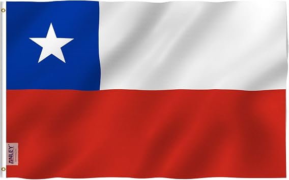 Anley Fly Breeze 3x5 Foot Chile Flag - Vivid Color and Fade Proof - Canvas Header and Double Stitched - Chilean Flags Polyester with Brass Grommets 3 X 5 Ft