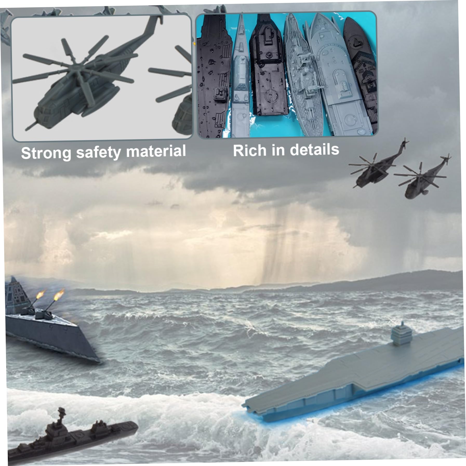 Juguete de avión de combate, juguete de portaaviones, 17 piezas de juguetes de plástico del ejército, incluye avión de combate a pequeña escala, acorazados, submarinos y más para niños y niñas