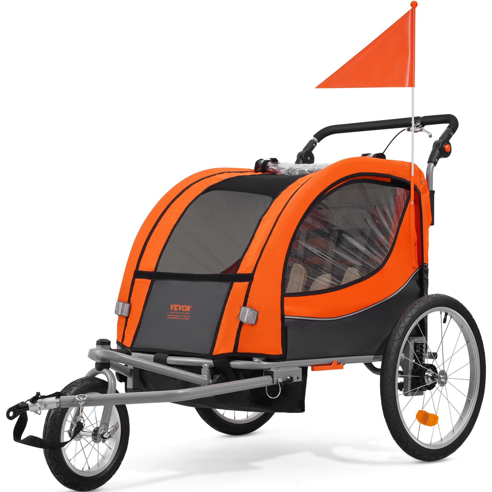 VEVOR Bike Trailer for Toddlers Kids, Single & Double Seat Options, 2-in-1 Canopy Carrier with Strong Frame Converts to Stroller, Tow Behind Foldable Child Bicycle Trailer with Universal Coupler