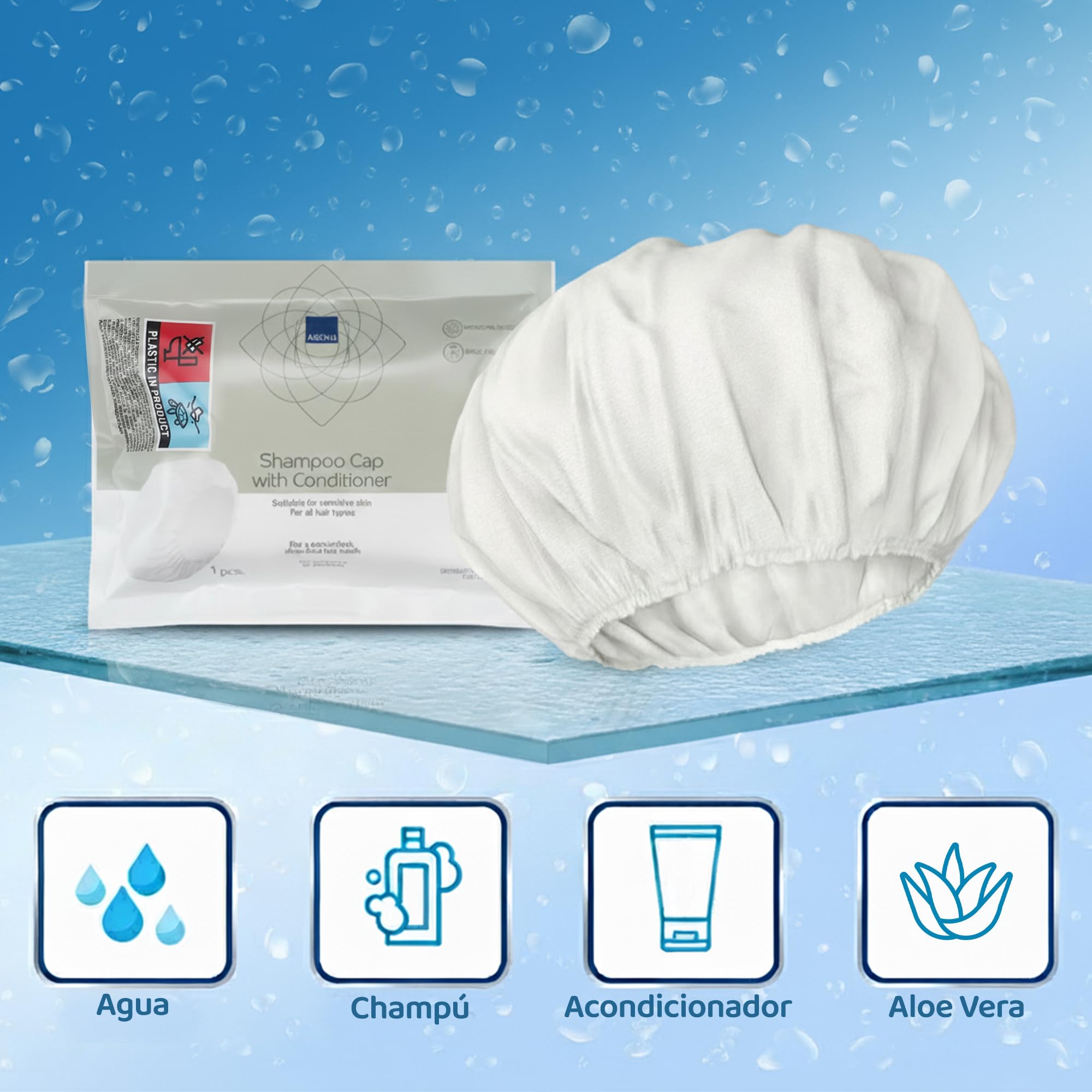 Gorro Lavacabezas Desechable con Champú y Acondicionador - 6 Unidades | Con Extracto de Aloe Vera, Champú en Seco, Sin Enjuague, Para Viajes, Pacientes y Personas Mayores