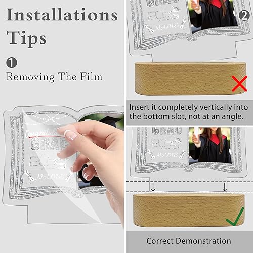 Miniatura 7 de Regalos de graduación personalizados luz nocturna con nombre de foto, lámpara LED de graduación personalizada 2026 para mujeres y hombres, regalos