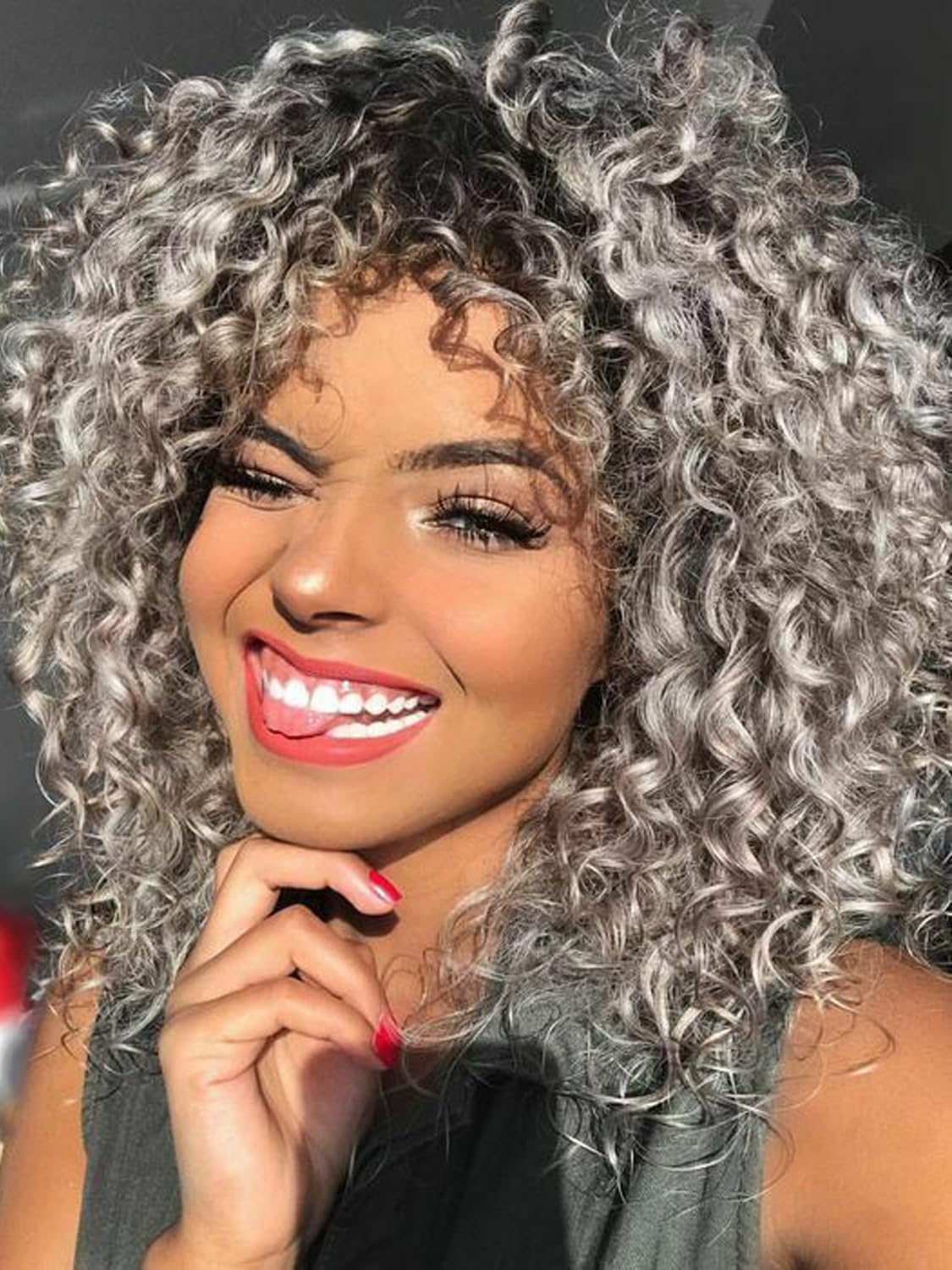 MYQUEEN Ombre Grey Short Curly Crochet Braids for Women 7 Packs Salt and Pepper GoGo Beach Curl Water Wave Deep Twist Synthetic Braiding Hair