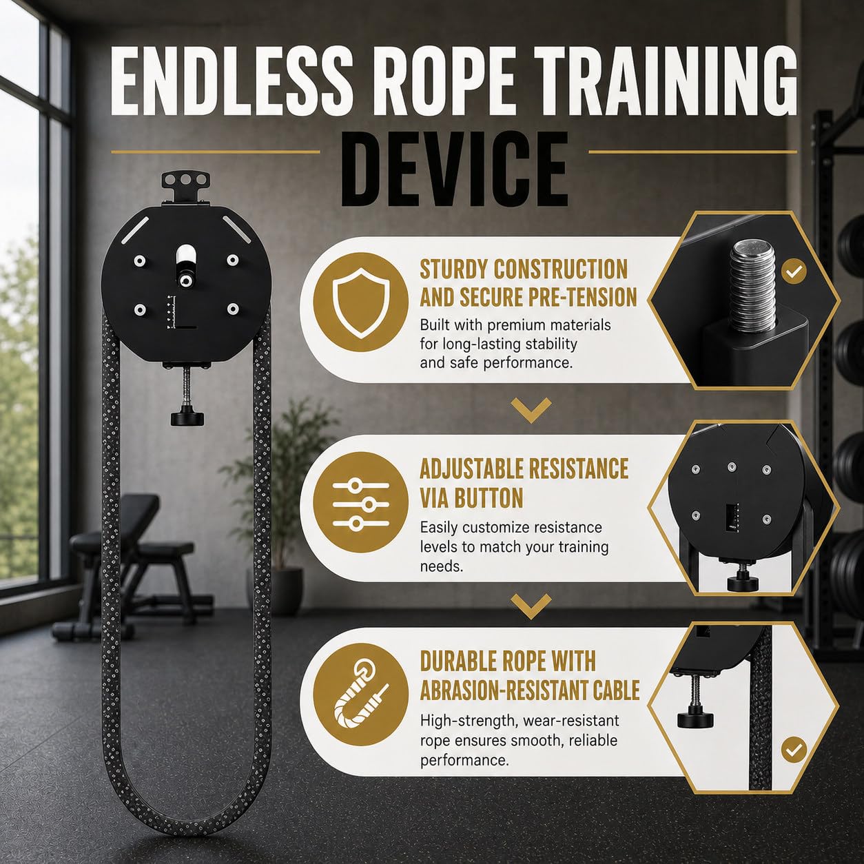 Entrenador De Cuerda Infinita, MáQuina De Resistencia Ajustable para Ejercicios De Cuerpo Completo, Mejora La Flexibilidad, La CoordinacióN Y La Salud En General Black＆Red
