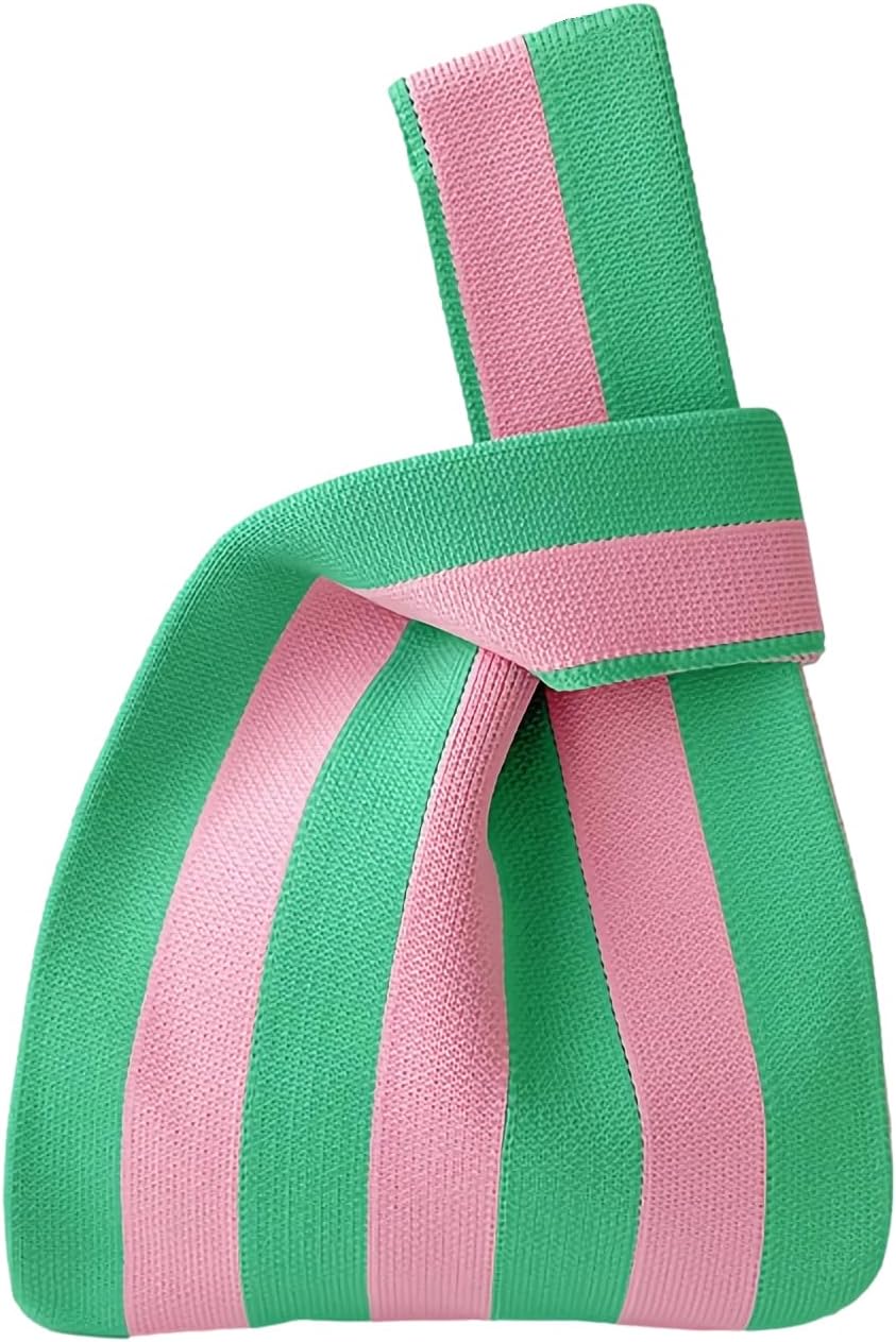 Women's Wrist Knot Tote Bag Small Crochet Wristlet Handbag Aesthetic Cute Knit Purse (Very Small Size)