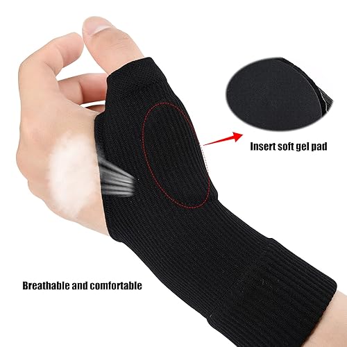 Miniatura 4 de Guantes de compresión de muñeca para el pulgar 1 par soporte de muñeca transpirable para el pulgar con almohadillas de gel suave para aliviar el