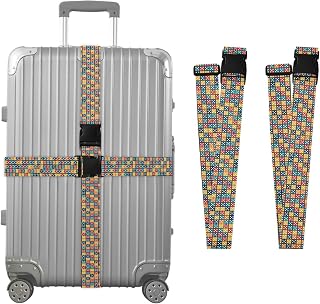 Luggage Straps for Suitcases Dice White Pattern Heavy Duty Luggage Belt Adjustable Travel Strap Accessories for Carry On Bag Checked Bag Briefcase 2-Pack