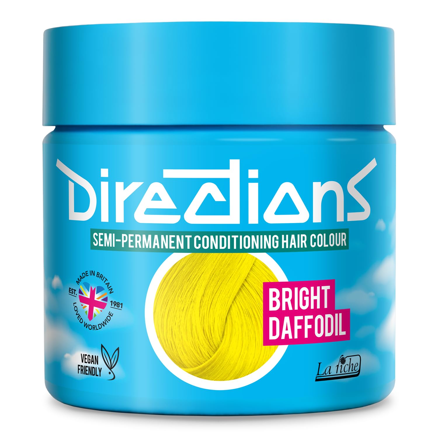 Directions Vivid Bright Daffodil Yellow Semi Permanent Hair Dye 100ml, Vegan Deep-Conditioning Formula, Bright Summery Shade - 1 Pack