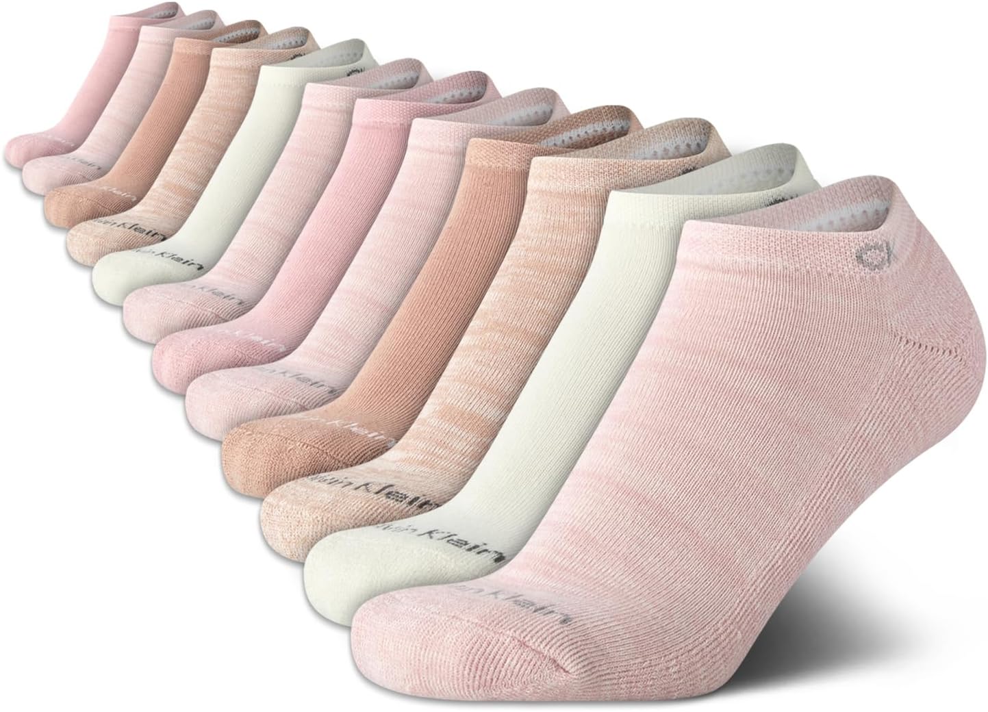 Calvin Klein Womens No Show Socks - 12 Pack Breathable Cushioned Athletic Performance Low Cut Running Socks for Women