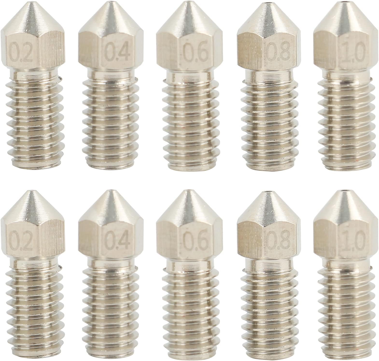 ENOMAKER3D Printer Copper Alloy Nozzle for Ankermaker Upgrade High Temperature High Thermal Conductivity Extruder Tips 0.2 0.4 0.6 0.8 1.0mm Variety Pack(10 pcs)
