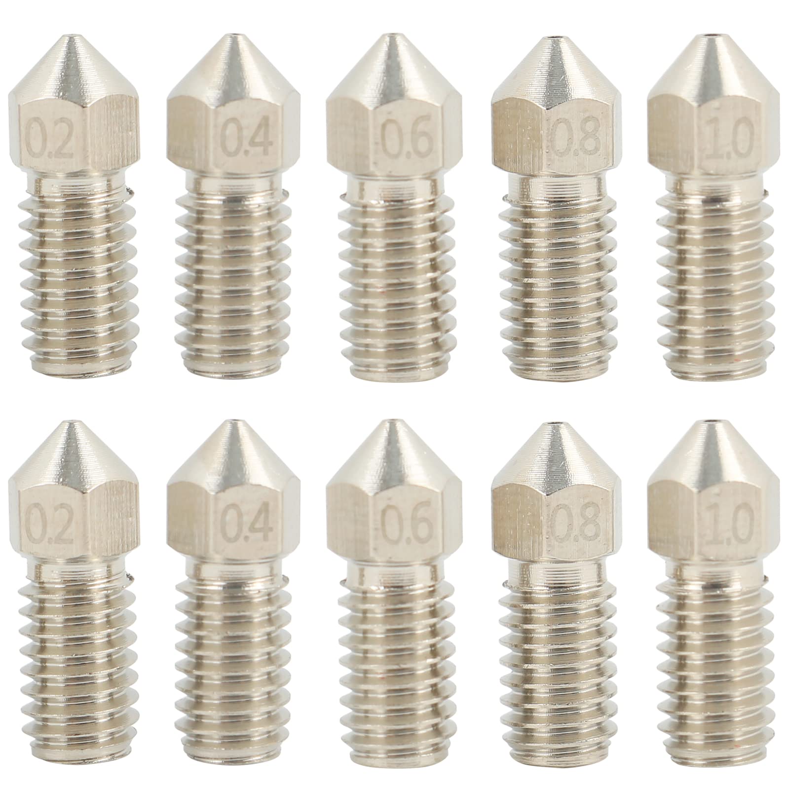ENOMAKER3D Printer Copper Alloy Nozzle for Ankermaker Upgrade High Temperature High Thermal Conductivity Extruder Tips 0.2 0.4 0.6 0.8 1.0mm Variety Pack(10 pcs)