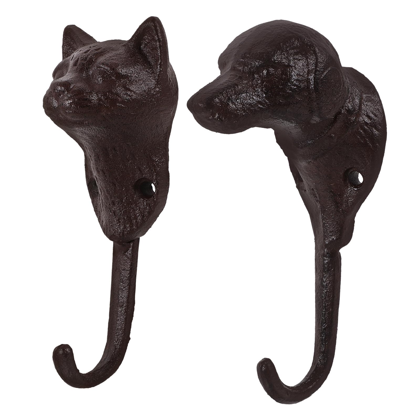 Décor maison campagne fonte : lot de 2 crochets muraux robustes chat et chien de qualité durable