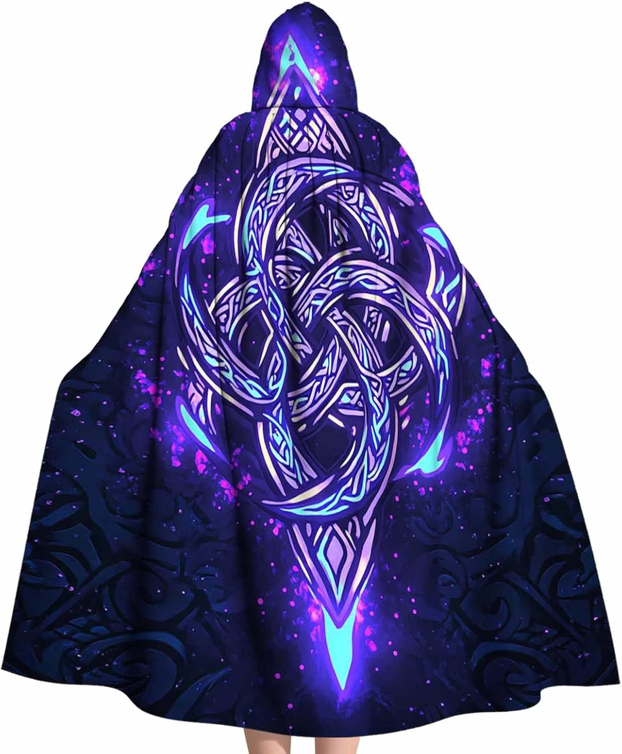 Celtic Viking Wizard Hooded Cloak for Men & Women - Enchanted Celtic Knot Pattern Cloak with Hood, Soft Comfortable Celtic Clothing Cosplay Robe for Fantasy Fans, Halloween & Themed Occasions
