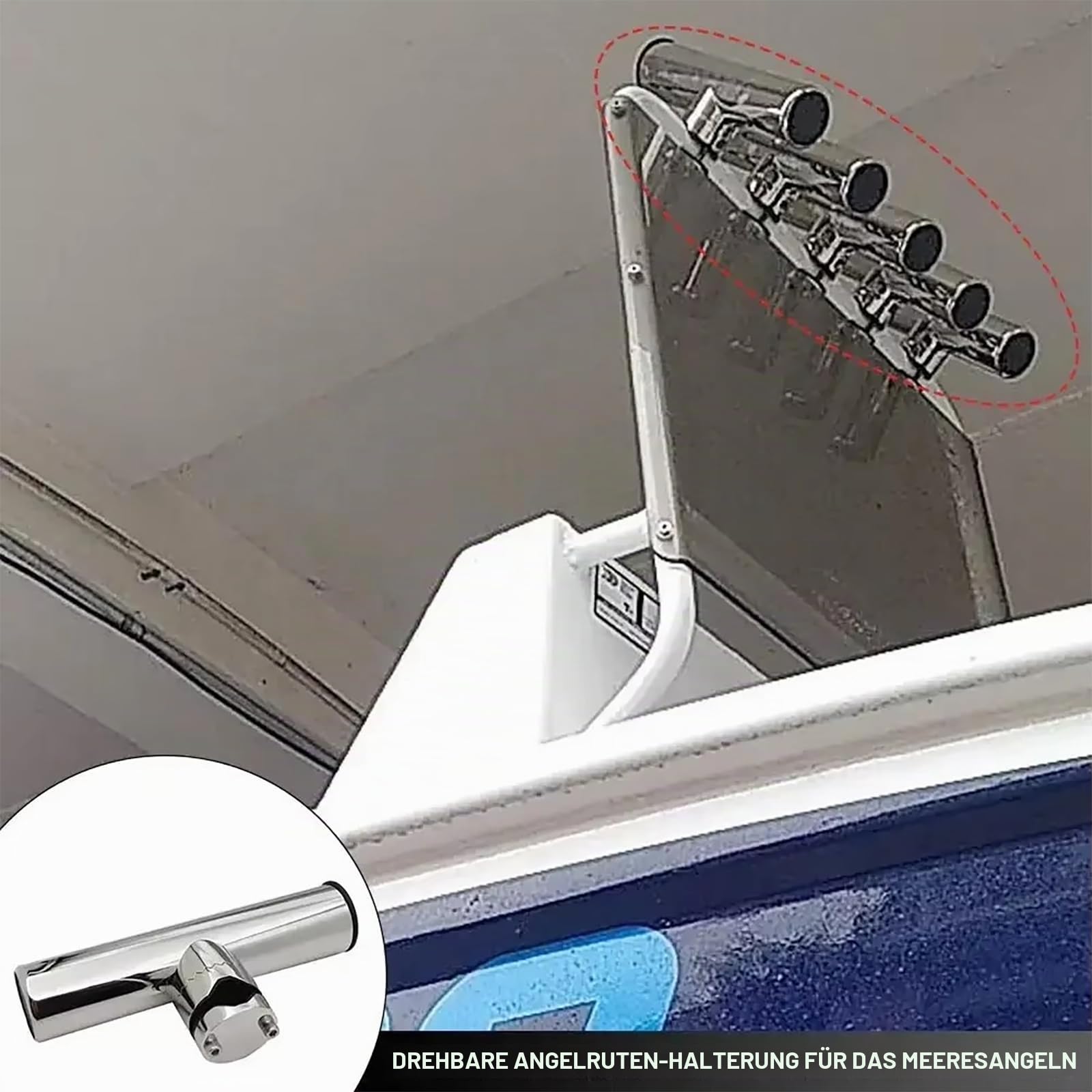 NEWFUN Rutenhalter boot, Angelrutenhalter Boot, Edelstahl-Halter für Marine-Rutenhalter, Offshore- und Yacht-Angelruten, 19 mm bis 25 mm Führung