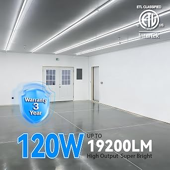 SHOPLED (10-Pack) 8FT LED Shop Lights, 120W 19200LM, 6500K V-Shape Linkable | High Output Super Bright, 8 Foot Shop Lights Fixture, T8 Integrated LED Tube Light for Garage Warehouse Basement, ETL