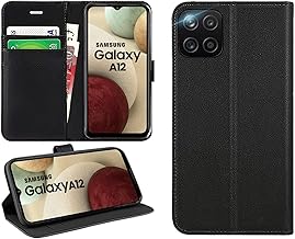 DN-Technology For Samsung Galaxy A12 Case Flip Folio Leather Wallet with Card Holder Book Stand Phone Cover For Samsung Galaxy A12 (BLACK)