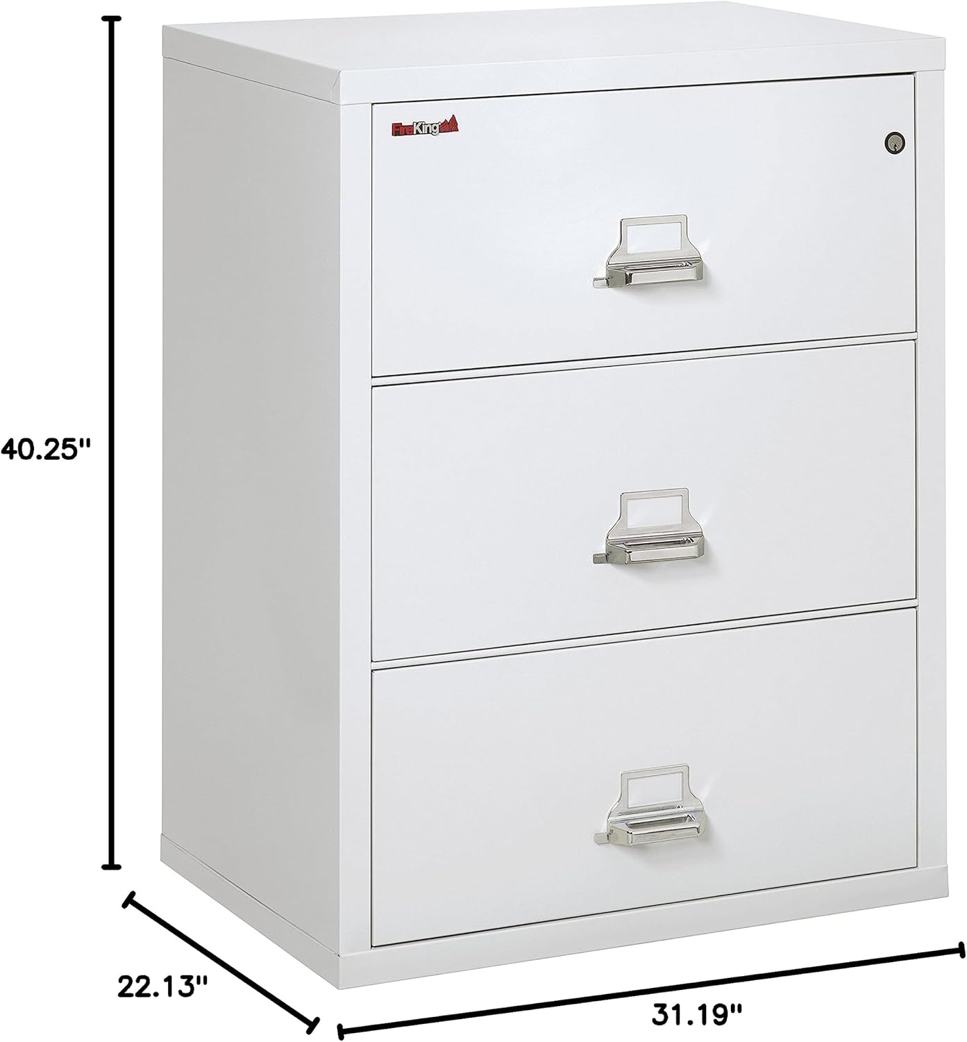 Fireproof Lateral File Cabinet, 3 Drawers, Impact Resistant, Waterproof, Platinum, 40.25n H x 31.19in W x 22.13in D