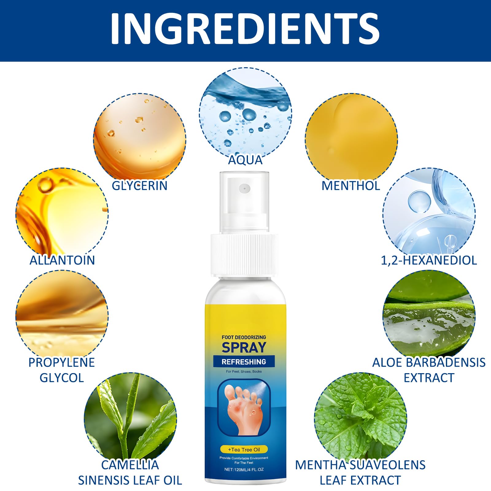 2 X 120 ML Spray Para Pies Aceite De Árbol De Té, Foot Spray, Desodorante-Para-Pies – Fórmula Con Aceite Natural De Árbol De Té Que Elimina El Mal Olor De Pies Y Protege La Salud De Los Mismos