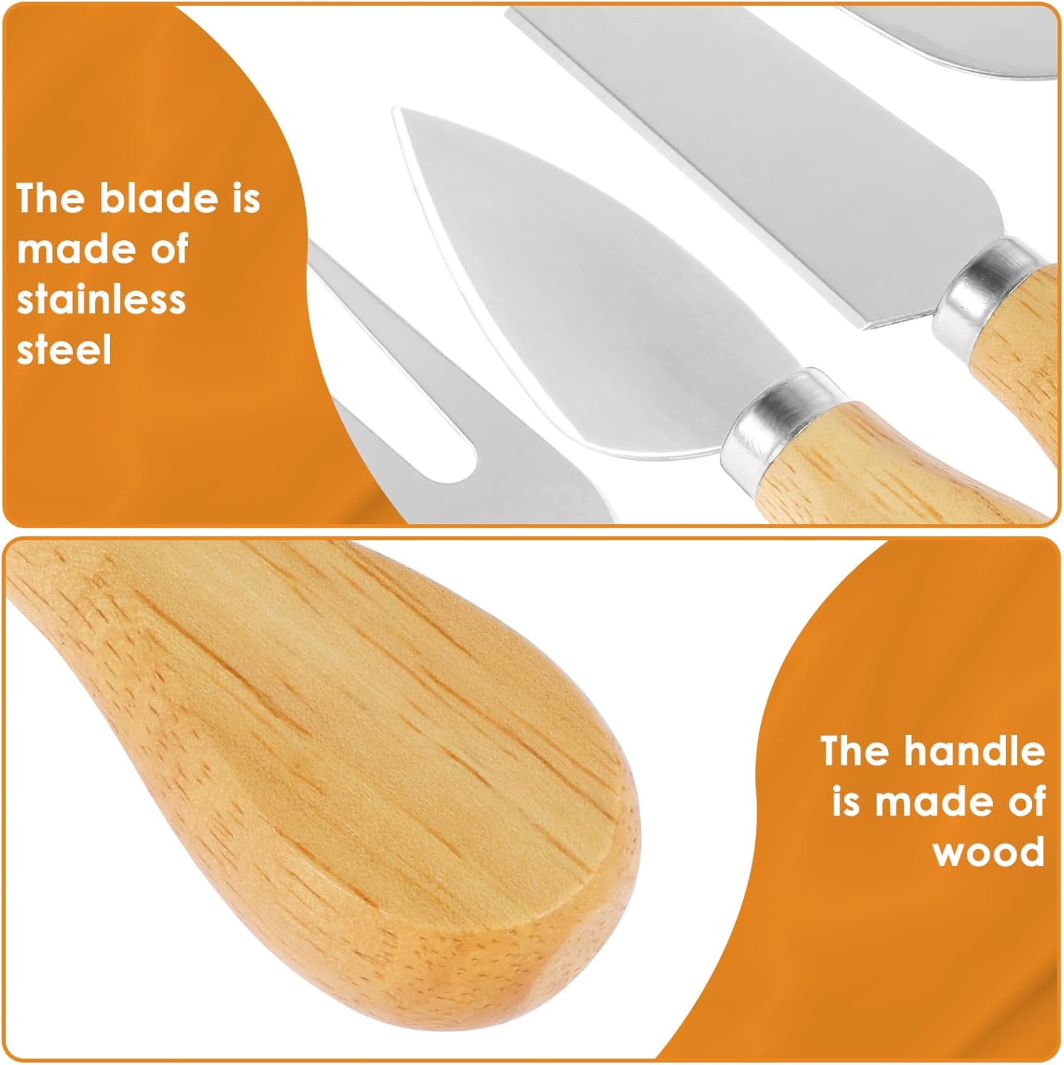 64Pcs Cheese Knives Bulk,Stainless Steel Cheese Knife Spreaders Set Butter Cutter Cheese Cutting Spatula Forks Wooden Handle Small Cheese Spreader Tool Cheese Knives for Charcuterie Board Christmas