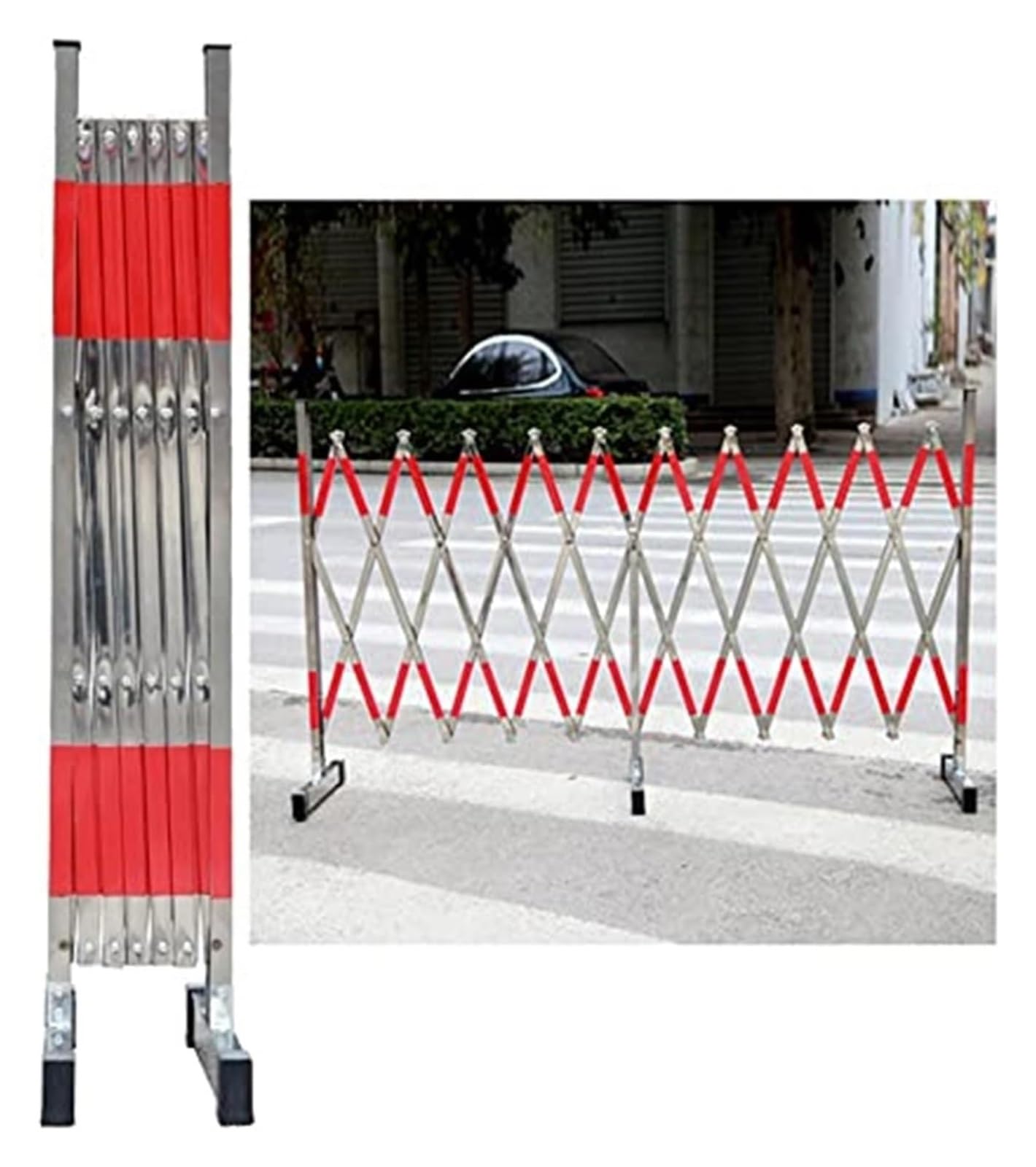 GDMDPTE Retractable 13.1ft Expandable Safety Barricade - Folding Guardrail for Parking, Driveway & Road Construction - Traffic Fence for Enhanced Protection & Visibility